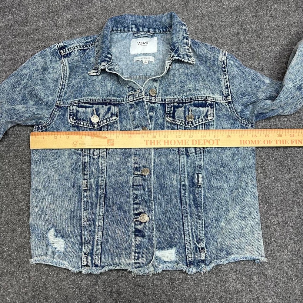 Vervet Los Angeles distressed cropped denim jacket Size Small - Picture 6 of 8